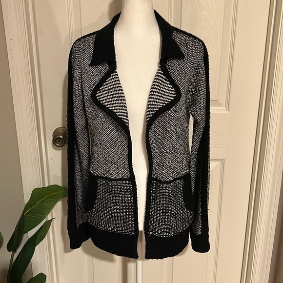 K’bel Designs NY black and white wool blend knit cardigan size S - Picture 1 of 3